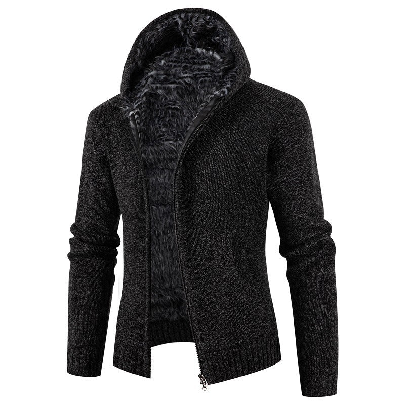 Herren kuschelige Strickjacke mit hohem Kragen und praktischen Taschen Drune