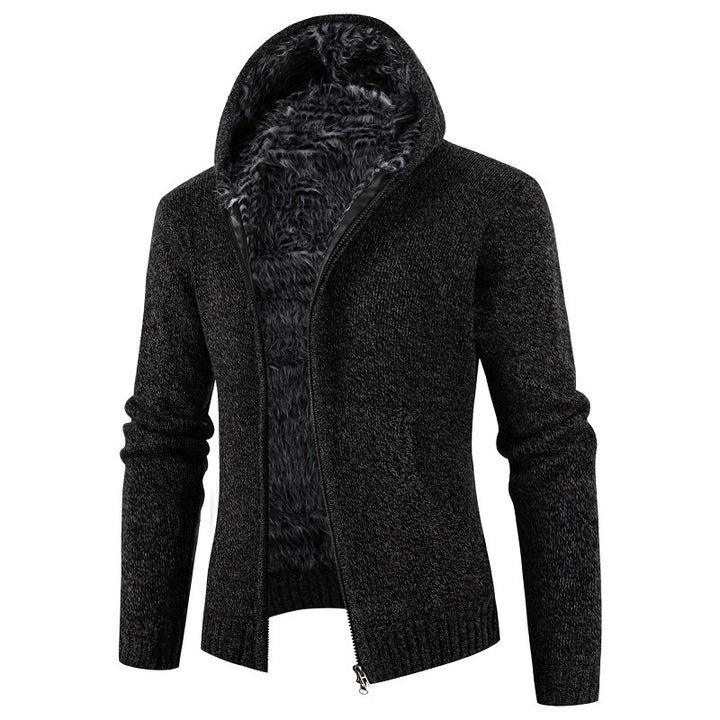 Herren kuschelige Strickjacke mit hohem Kragen und praktischen Taschen Drune