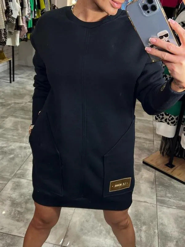 Damen Sweatshirtkleid mit praktischen Seitentaschen und modernem Design Drune