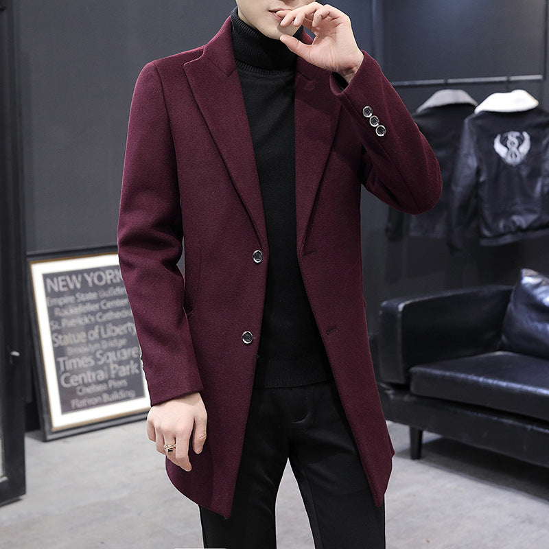 Herren eleganter Wollmantel mit modernem Schnitt und praktischen Taschen Drune