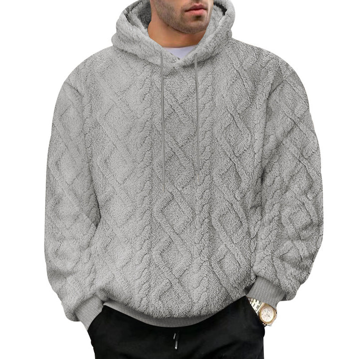 Herren nan strukturiertes Sherpa-Kapuzenpullover mit Diamant‑Steppung, Kordelzugkapuze und gerippten Bündchen Drune