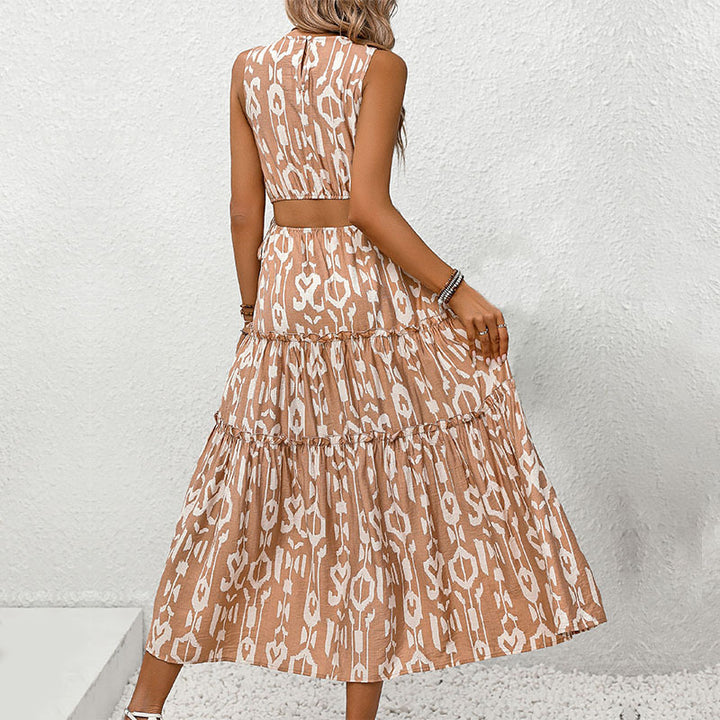Damen Maxikleid im lässigen Stufenlook mit tierischem Muster Drune