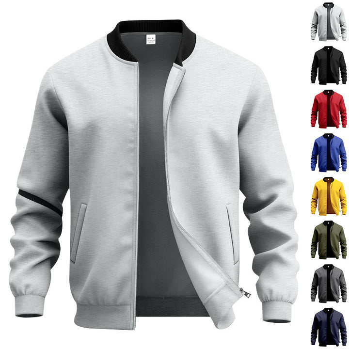 Herren nan stylische Bomberjacke mit elastischem Saum, Rippkragen und verdecktem Reißverschluss Drune