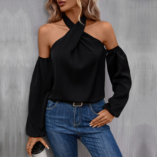 Damen elegantes Off-Shoulder-Oberteil mit Raffungen Drune
