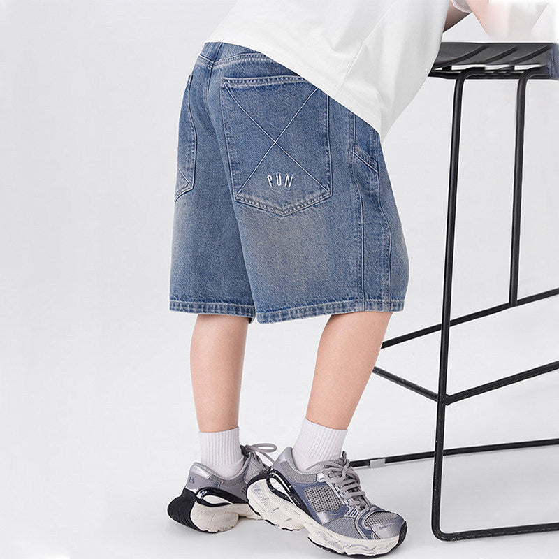 Jungen lässige Denim-Shorts mit aufwendigen Details Drune