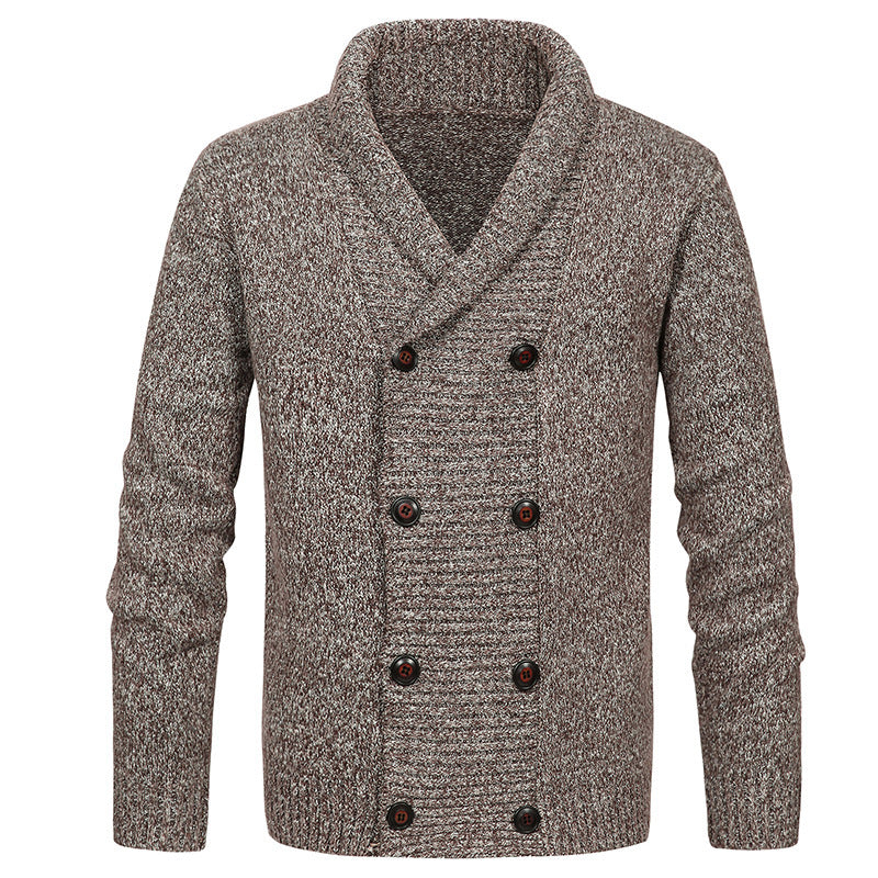 Herren hochwertige Strickjacke mit großem Revers und Knopfdetail Drune