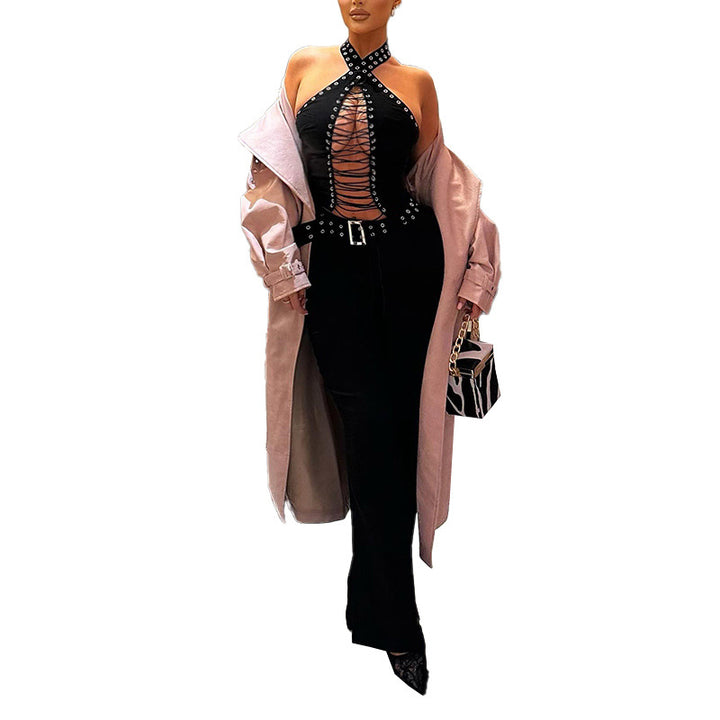 Damen Figurbetonter Jumpsuit mit raffiniertem Schnürdesign Drune