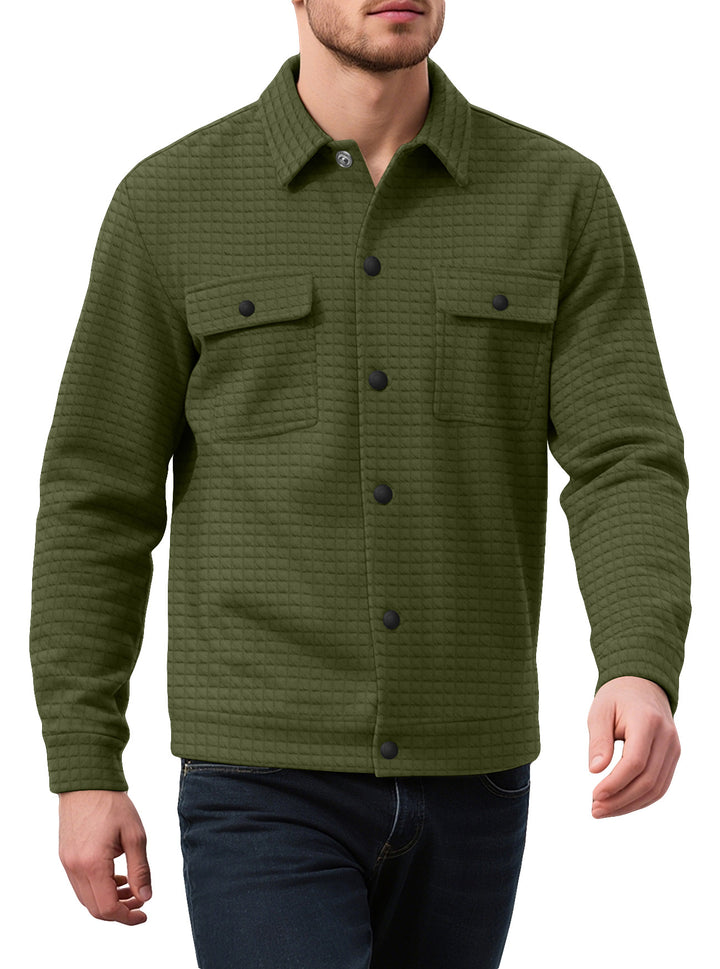 Herren nan Hemdjacke mit quadratischer Steppstruktur Druckknopffront und Brustklappen Drune
