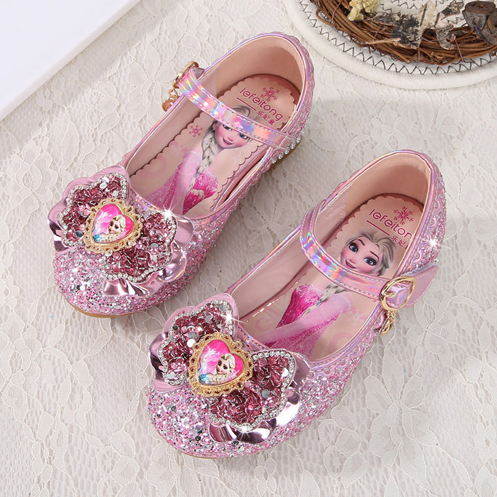 Mädchen Festliche Glitzer Ballerinas mit Blumenapplikation Drune