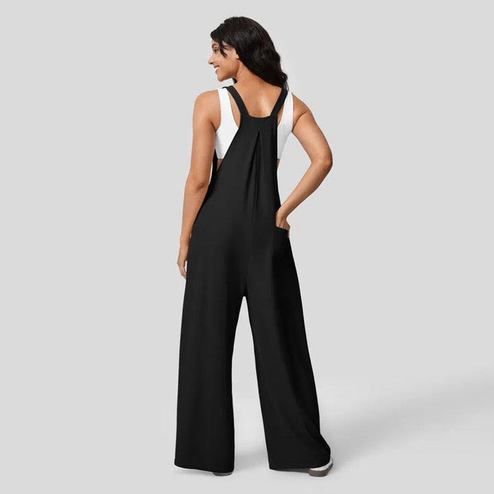 Damen Lässiger Jumpsuit mit weitem Bein und elegantem Knopf-Detail Drune