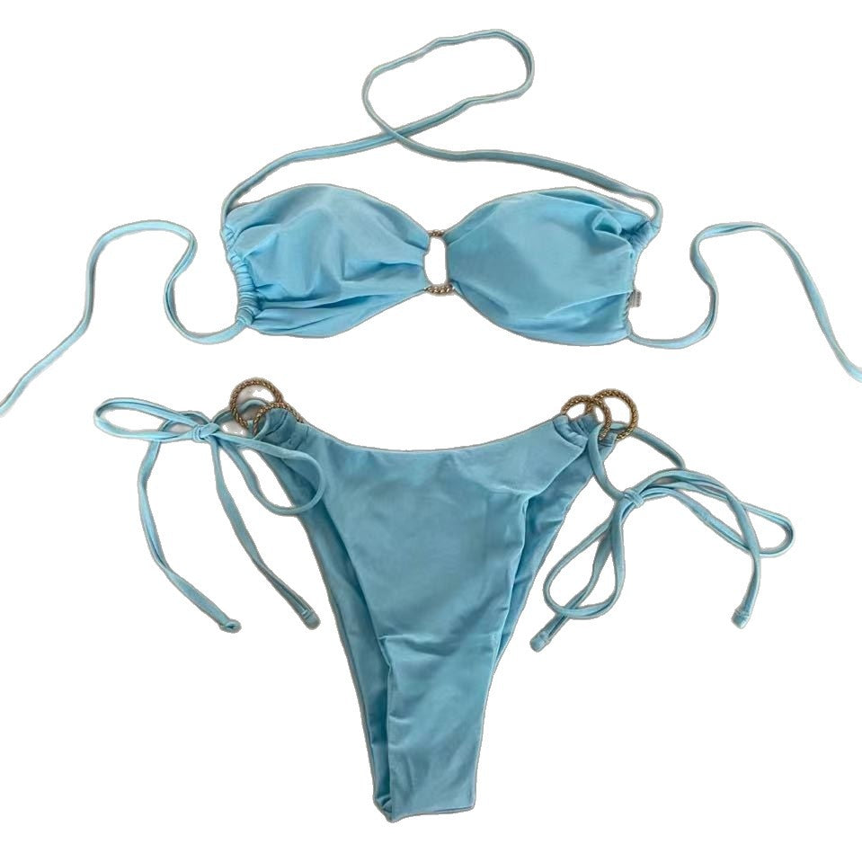 Damen Bandeau-Bikini mit goldenen Akzenten Drune