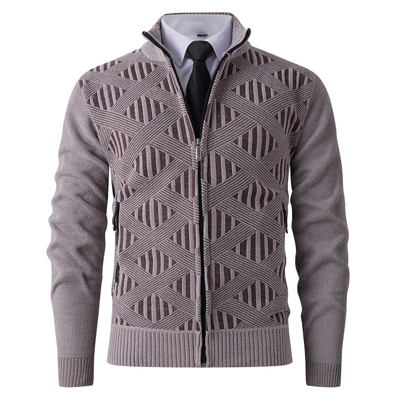 Herren Strickjacke mit strukturiertem Muster und hohem Kragen Drune