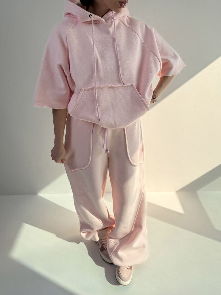 Damen Oversized Kapuzenpullover mit Kängurutasche und elastischen Saum Drune
