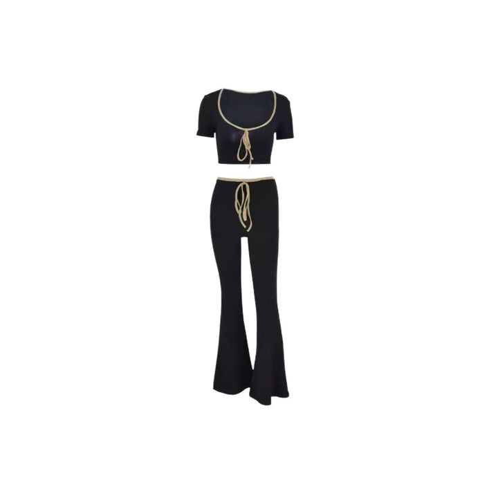 Damen modisches cropped Oberteil mit weitem Hosenansatz Drune