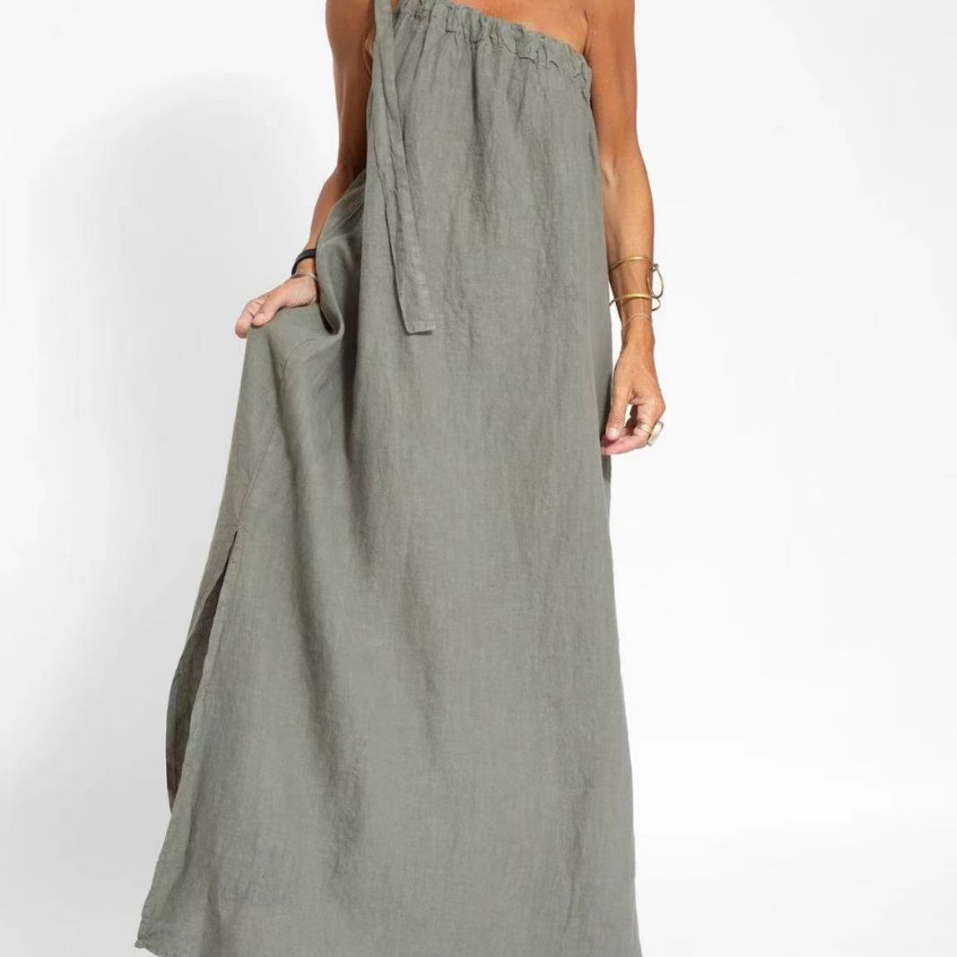 Damen Maxikleid mit asymmetrischem Träger Drune