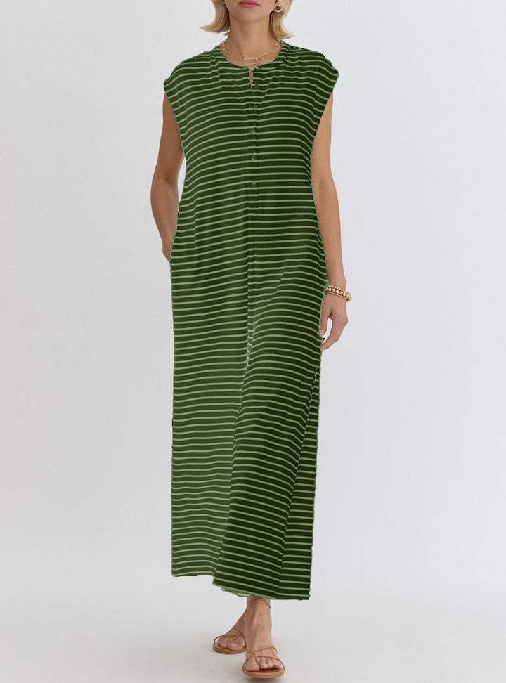 Damen lässiger Jumpsuit mit modernem Streifenmuster und praktischen Taschen Drune