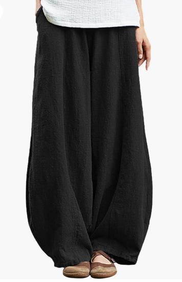 Damen Leichte und luftige Palazzo-Hose mit weitem Schnitt Drune