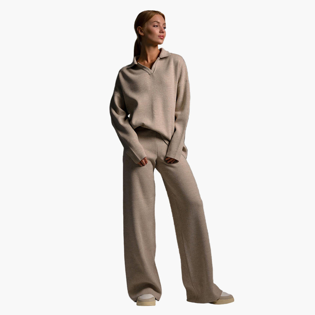 Drune | Loungewear Set - Oversized Pullover mit Kragen und Weite Hose - Perfekt für Zuhause & Freizeit
