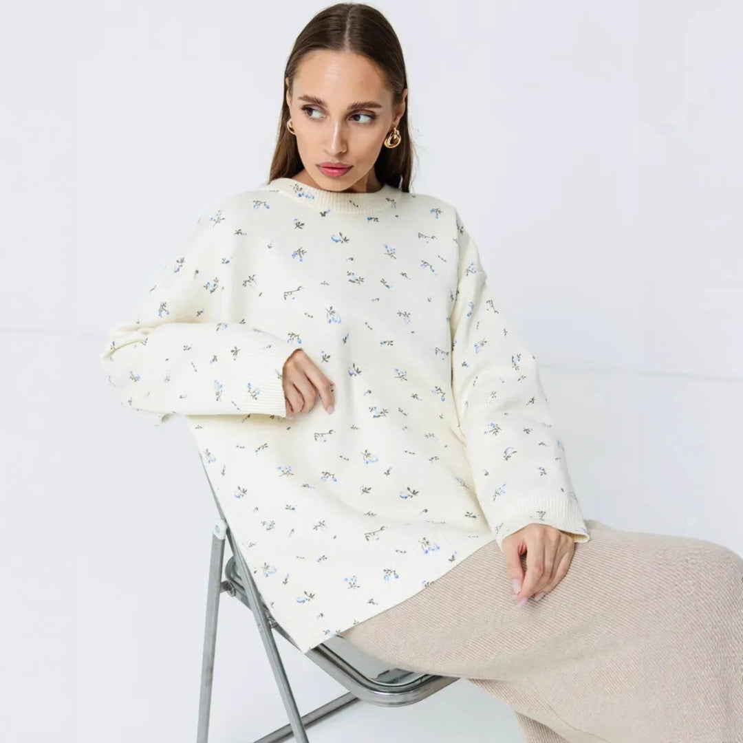 Damen lässiger Sweatpullover mit floralem Design und oversized Schnitt Drune