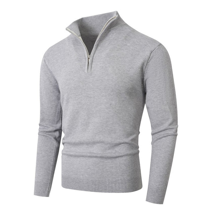 Herren Pullover mit modernem halben Reißverschluss und feiner Rippenstruktur Drune