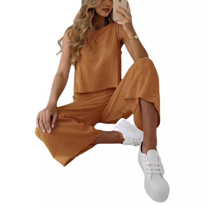 Damen entspanntes Oberteil und weite Hose Set Drune