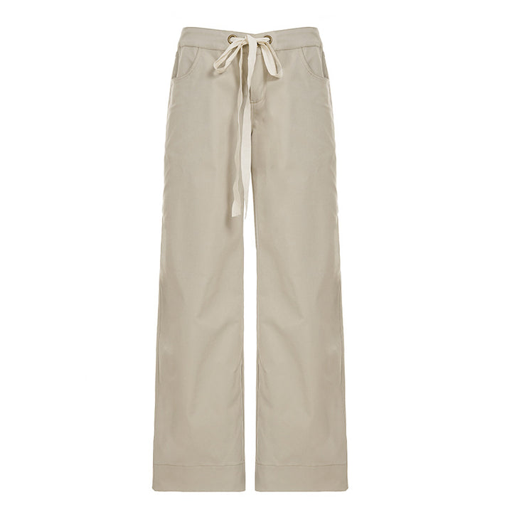 Damen Weite Cargo-Hose mit hohem Bund und seitlichen Taschen Drune