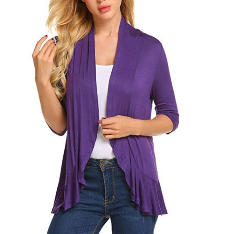 Damen Modische Strickjacke mit asymmetrischem Schnitt und Flatterdetails Drune