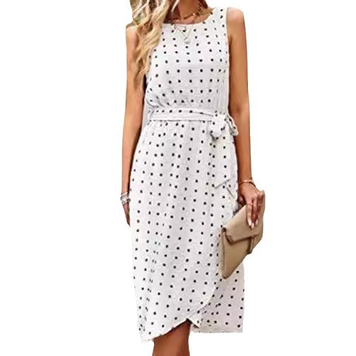 Damen Wickelkleid mit glänzenden Punkten und Taillengürtel Drune