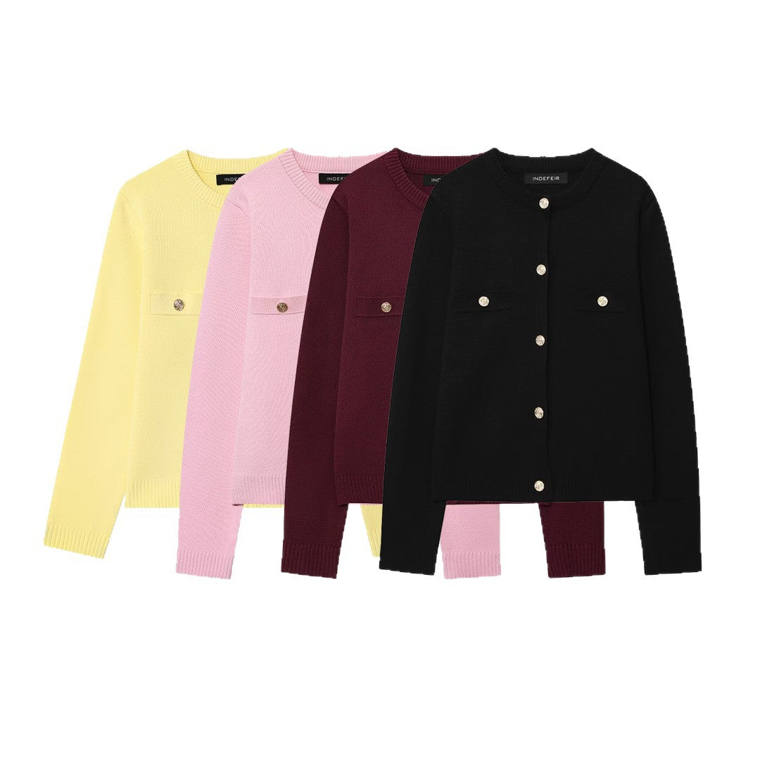 Damen Strickjacke mit elegantem Knopfdesign und praktischen Taschen Drune