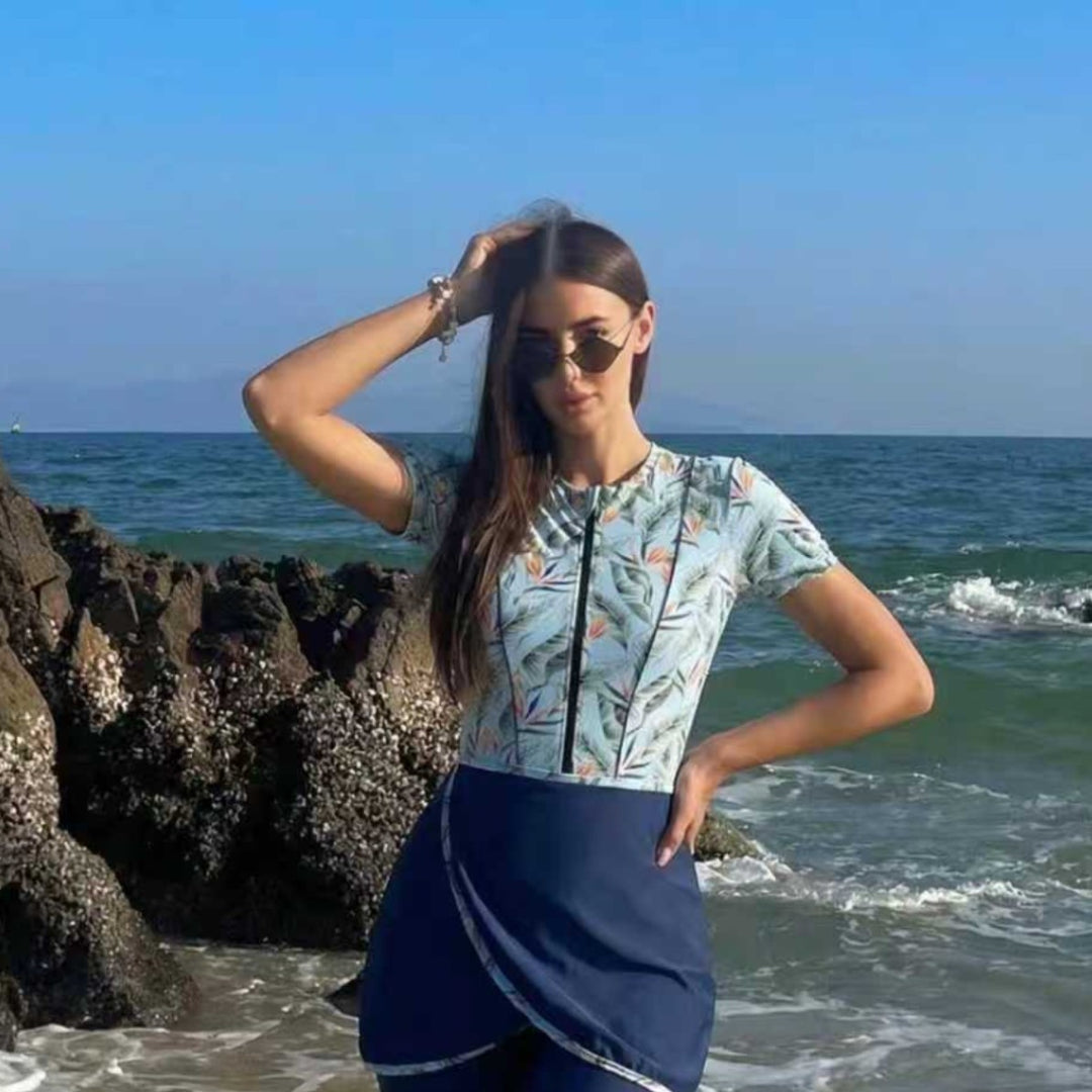 Damen Modischer UV-Schutz-Schwimmanzug mit asymmetrischem Schnitt Drune
