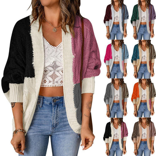 Damen Stilvoller Strickcardigan mit lockerer Passform und Farbblockdesign Drune