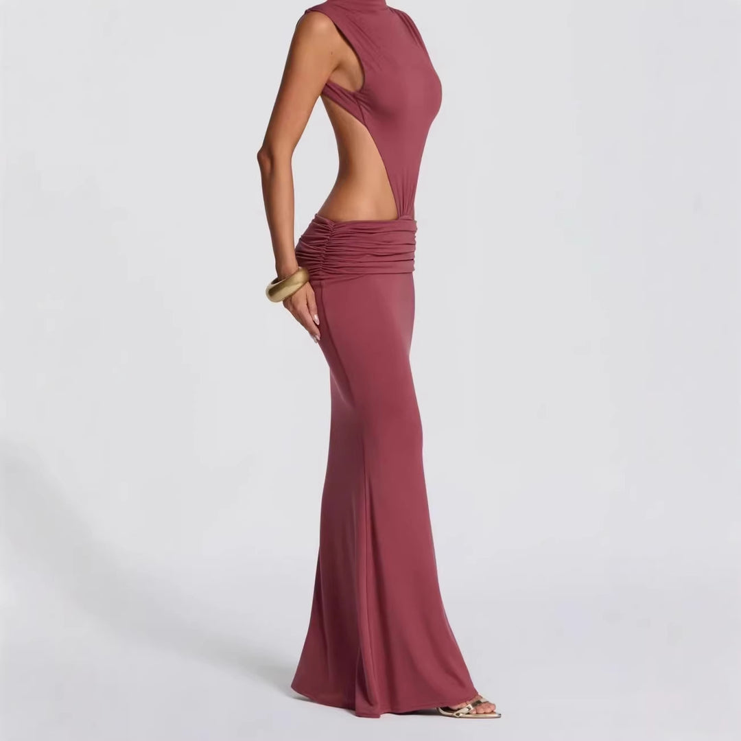 Damen Langes Maxi-Kleid mit raffinierten Cut-Outs und Raffung Drune
