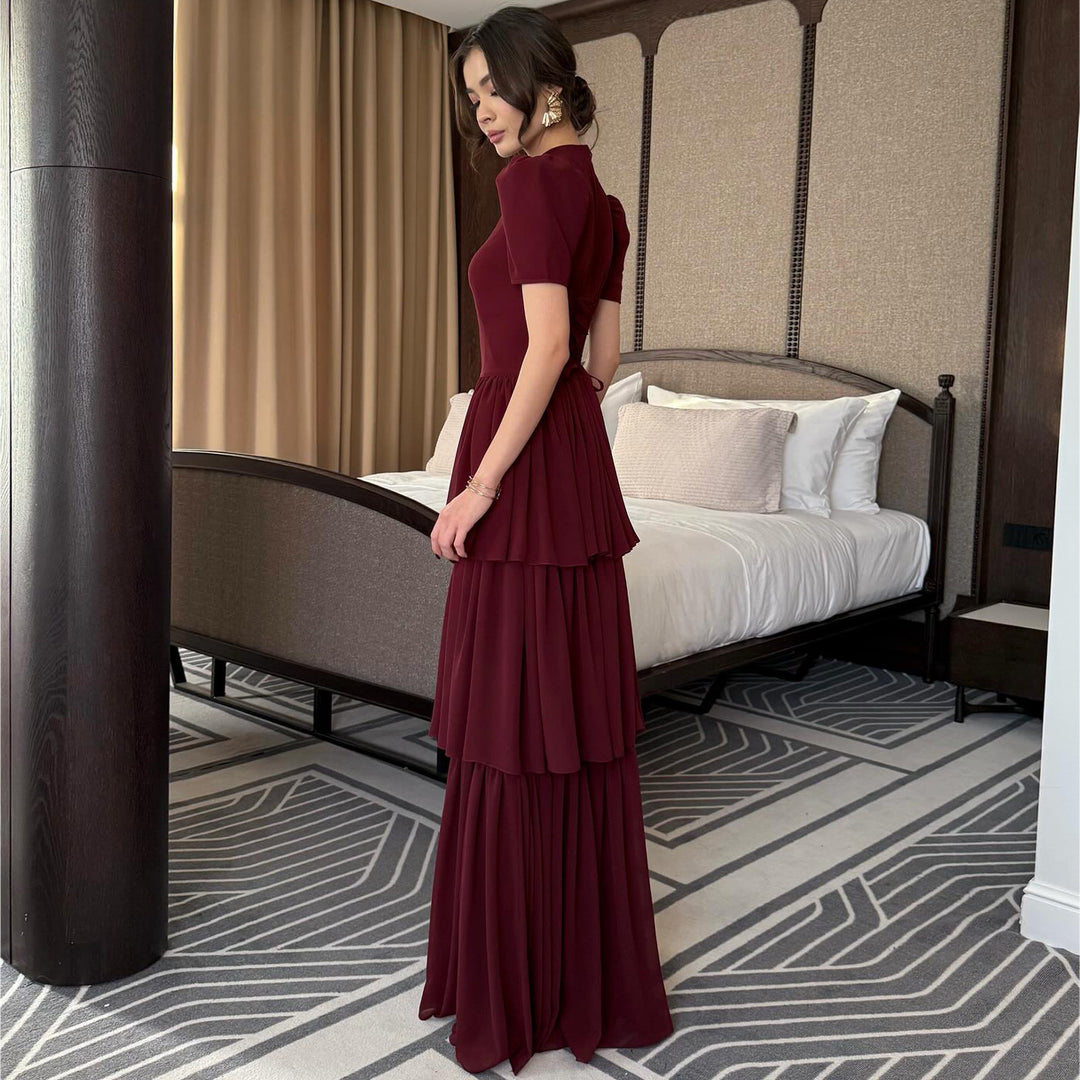 Damen Maxi-Kleid mit voluminösen Rüschendetails und elegantem Schnitt Drune