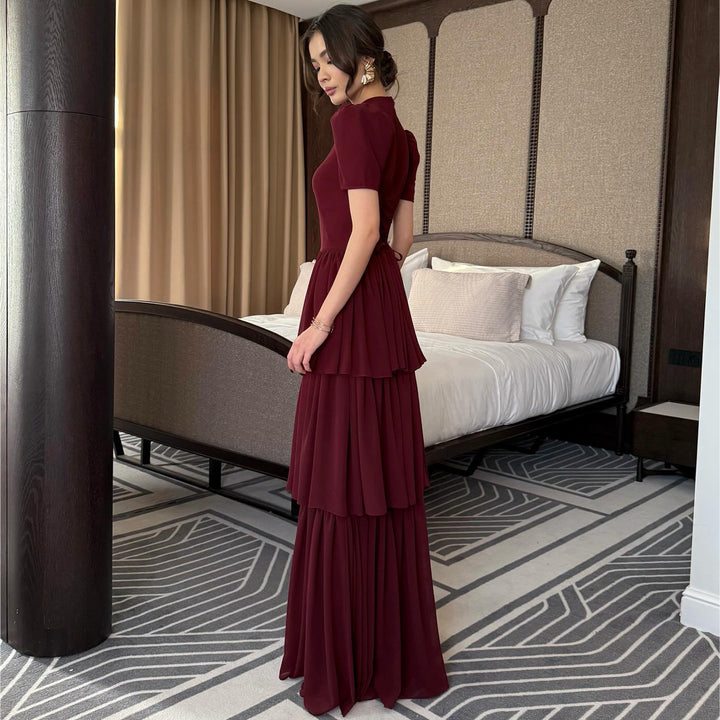 Damen Maxi-Kleid mit voluminösen Rüschendetails und elegantem Schnitt Drune