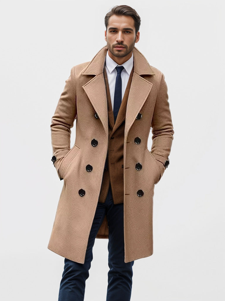 Herren doppelreihriger Wollmantel Drune