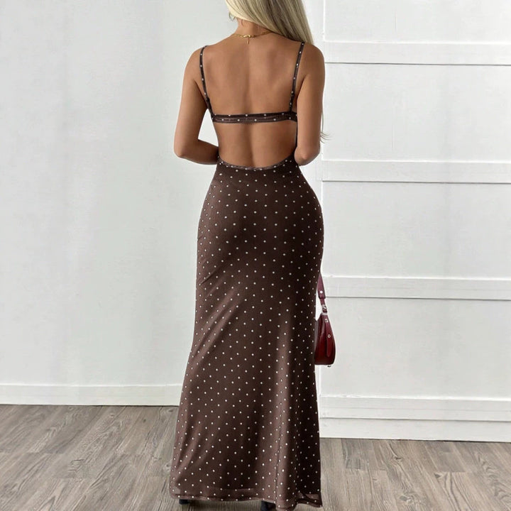 Damen Figurbetontes Maxikleid mit Polkadots und trägerlosem Design Drune