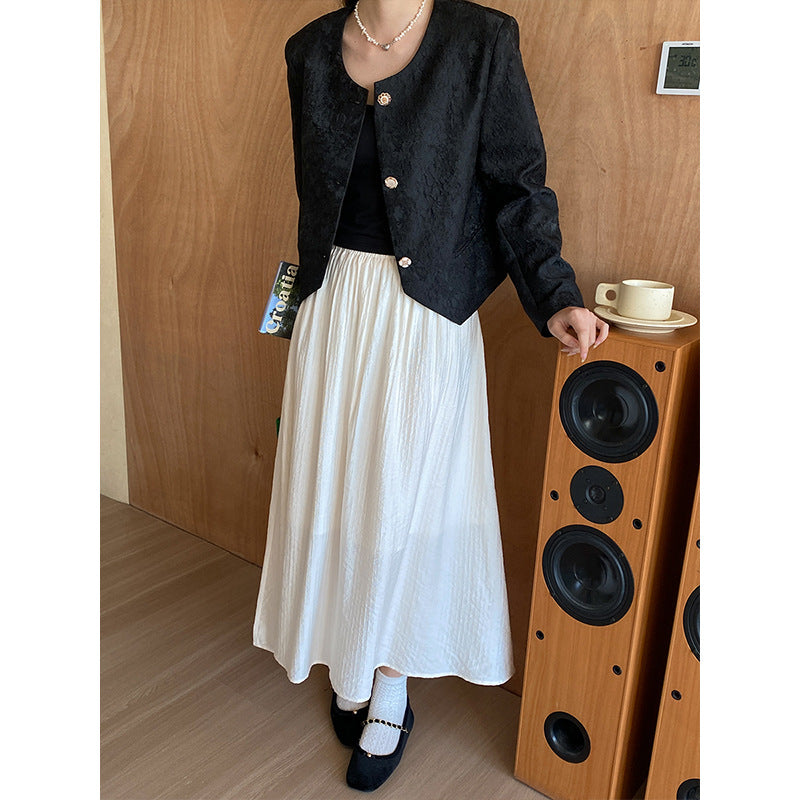 Damen elegante, strukturierte Kurzjacke mit floralem Dessin Drune