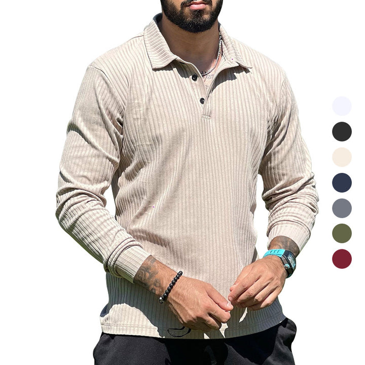Herren langer Strickpullover mit strukturiertem Design und Knopfleiste Drune