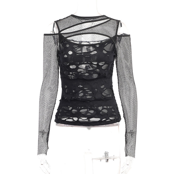 Damen Modisches Oberteil mit transparentem Mesh-Design und raffinierten Cut-Outs Drune