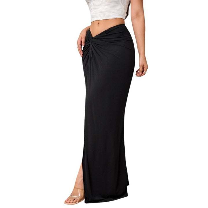 Damen Eleganter Maxirock mit raffinierter Drapierung und hohem Schlitz Drune