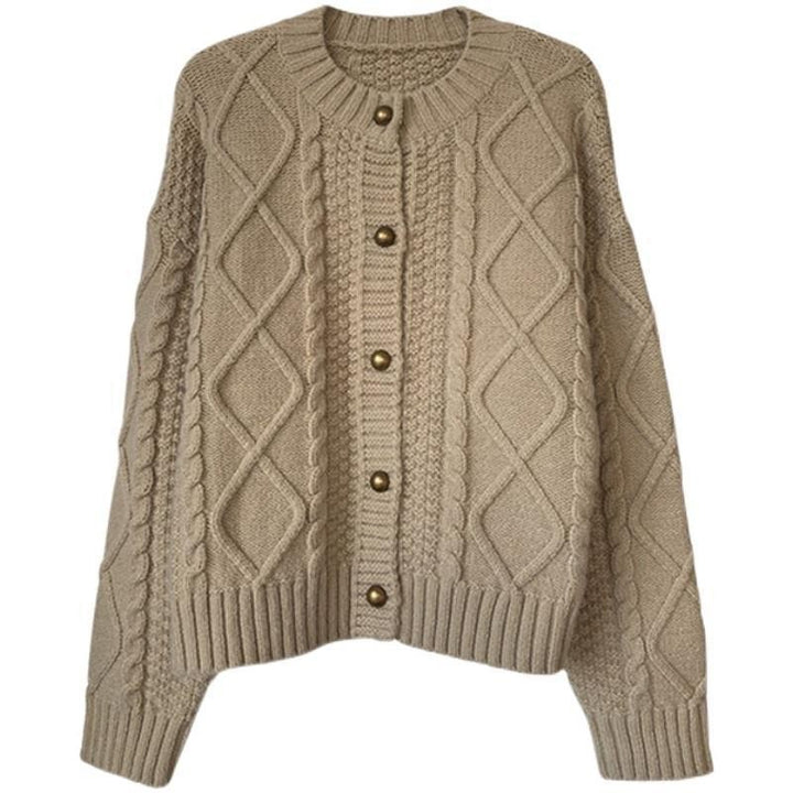 Damen Grobstrick-Cardigan mit Knopfdetails und Zopfmuster Drune