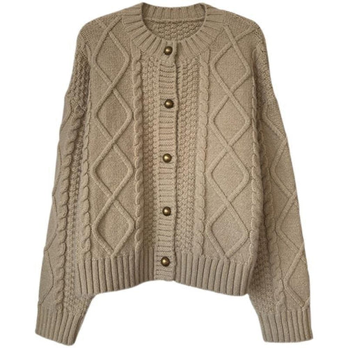 Damen Grobstrick-Cardigan mit Knopfdetails und Zopfmuster Drune