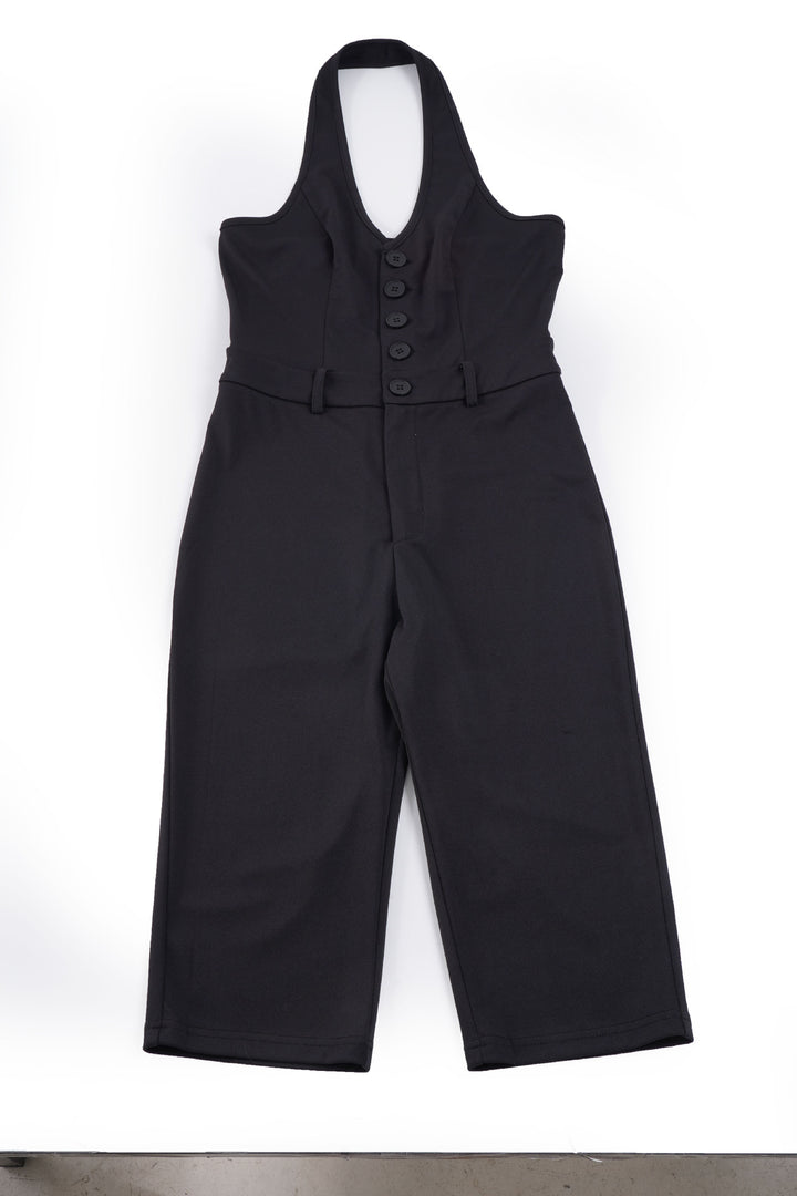 Damen Jumpsuit mit tiefem V-Ausschnitt und elegantem Knopfdetail Drune