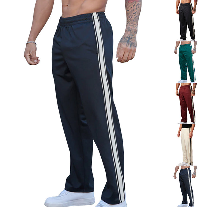 Herren Atmungsaktive Sporthose mit Seitentaschen und dekorativem Streifen Drune