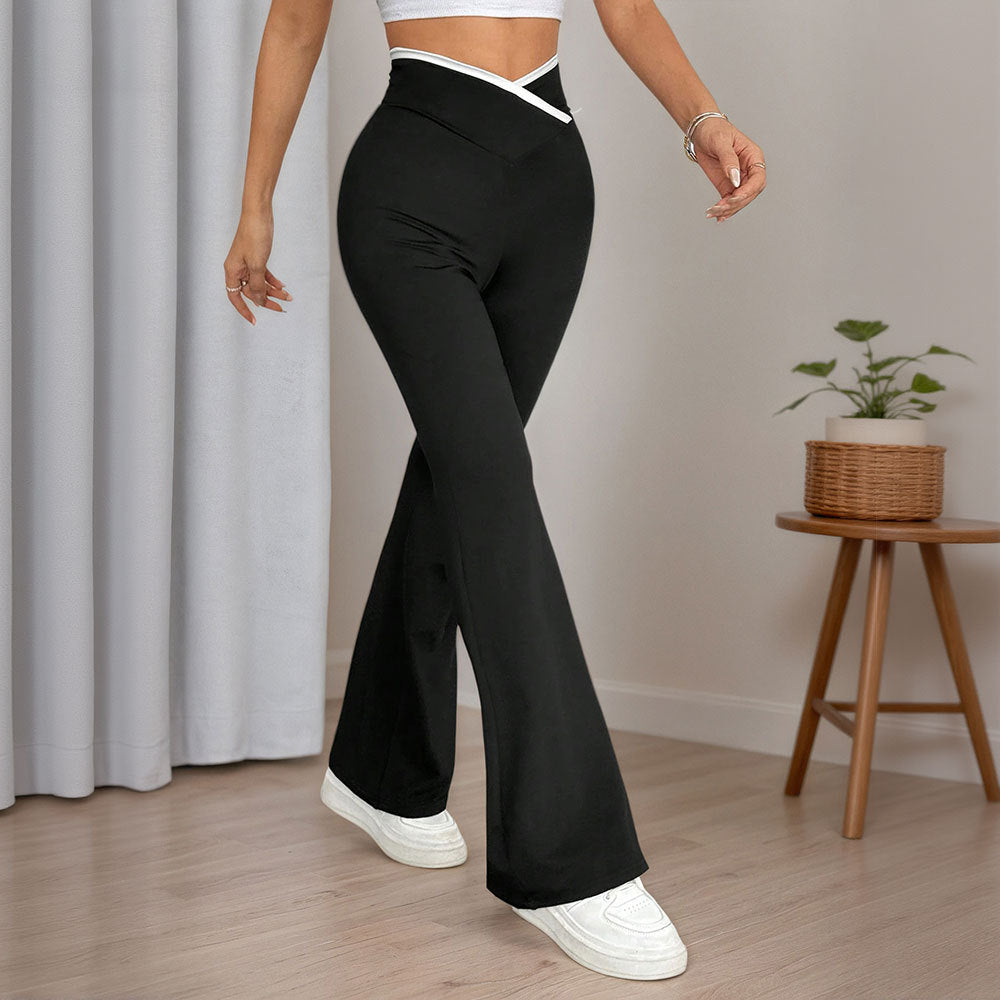 Damen Flared Yogahose mit hoch geschnittenem Bund und stylishen Quernaht-Details Drune