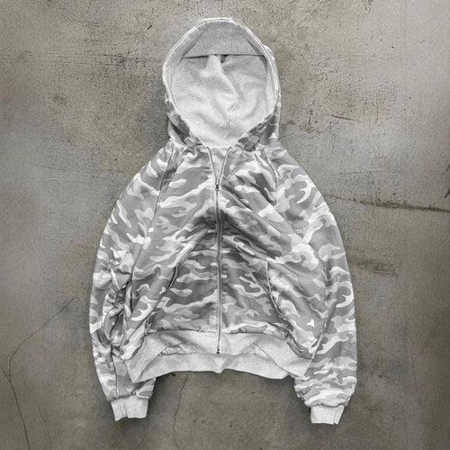 Damen Urbaner Kapuzenpullover mit camouflage Muster und breiten Bündchen Drune
