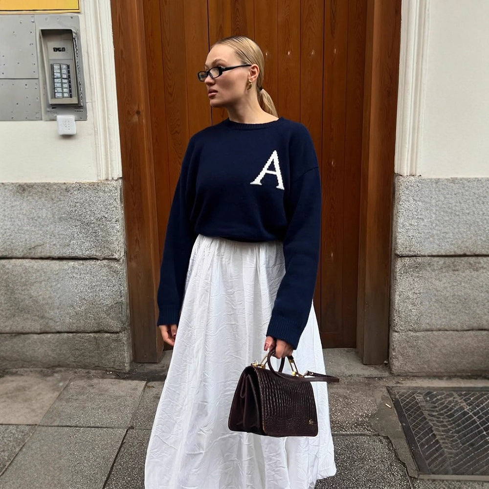Damen lässiger Pullover mit einzigartigem Monogramm Drune