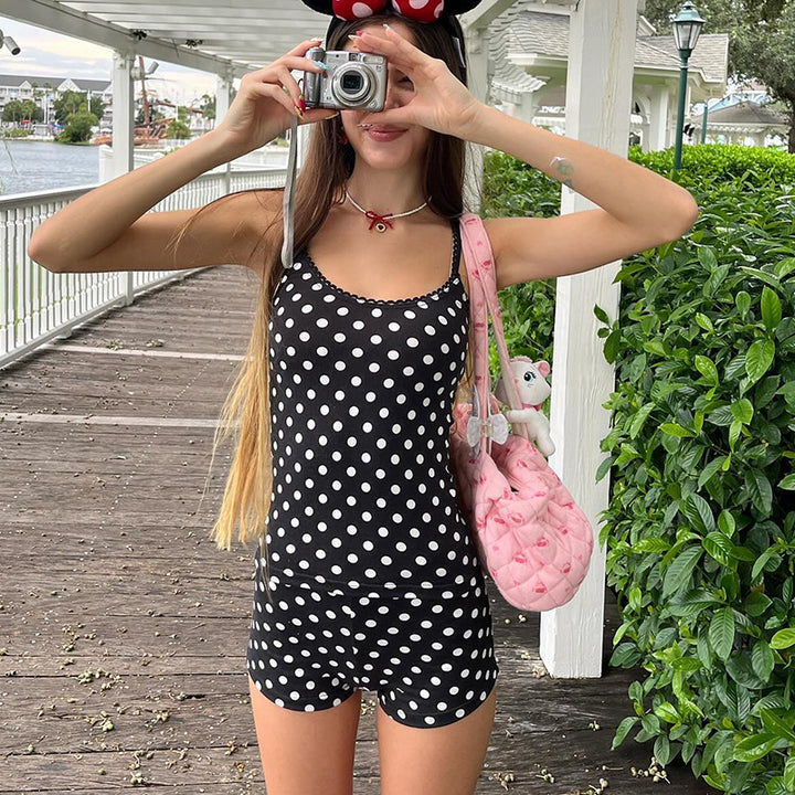 Damen Bikiniset mit punktiertem Design und verstellbaren Trägern Drune
