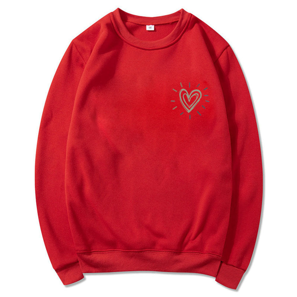 Damen Oversized Sweatshirt mit niedlichem Herzmotiv und lässigem Schnitt Drune