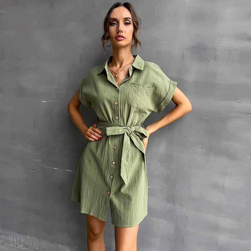 Damen Hemdblusenkleid mit taillierbarem Gürtel Drune